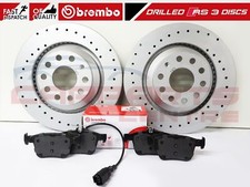 FOR AUDI RS3 8V 2015- REAR DRILLED PERFORMANCE BRAKE DISCS BREMBO PADS 310mm