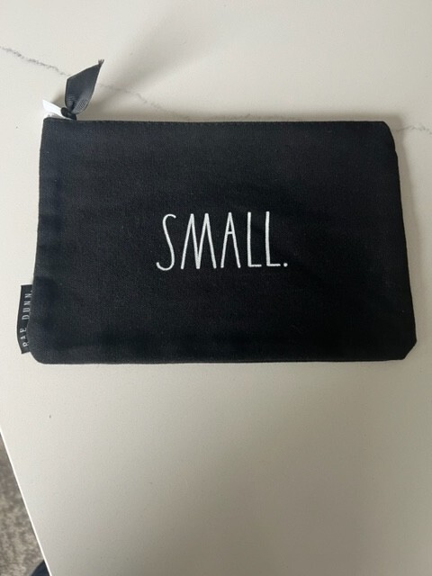 Rae Dunn Black & White Canvas Pouch Medium Flat Cosmetic Makeup Case Bag