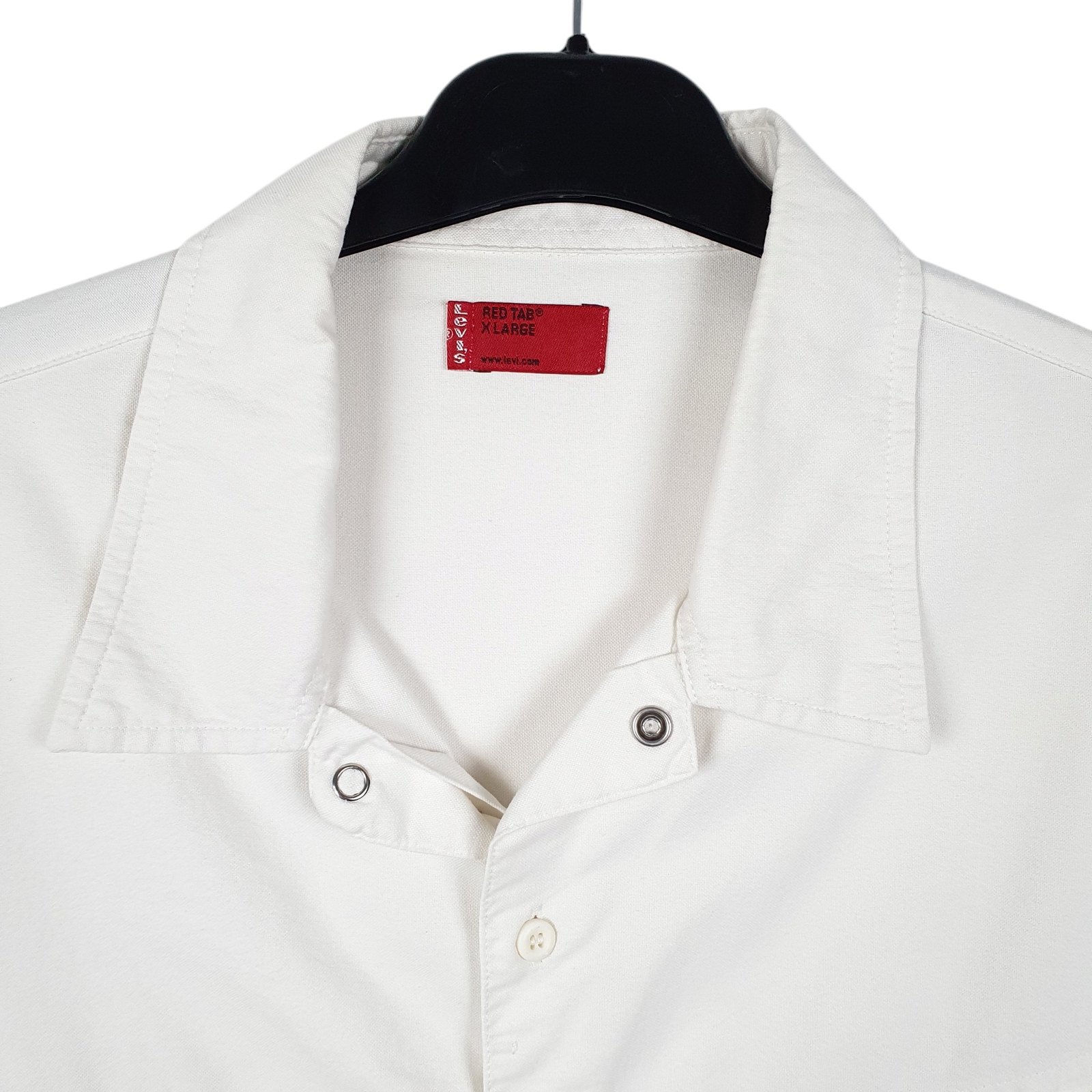LEVIS White Shirt Red Tab Short Sleeve Casual Cotton Mens XL image 2