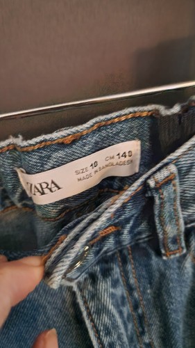 Girls Zara Blue Denim Cargo Jeans 90s Style Age 10 Years - Picture 5 of 12
