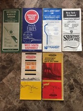 (6) 1960's Railroad Train Schedule Lot - NY Central, Southern Railways, Transit