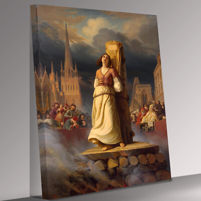 Jeanne d'Arc auf dem Scheiterhaufen verbrannt, Hermann Stilke Leinwand Wandbild fertig zum Aufhängen