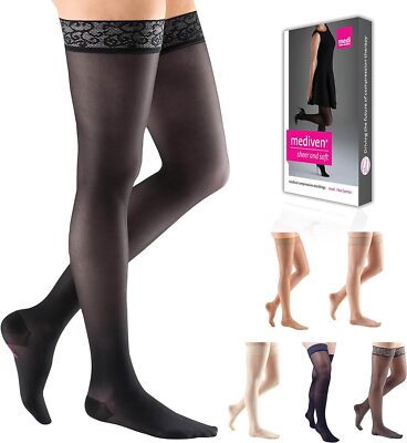 Mediven Sheer & Soft REG Stockings Thigh High w Lace Band tb 30-40 Size & Color