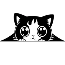 Funny Cat Peeking Black Vinyl Decal Car Truck Windows Laptop Camper Notebook