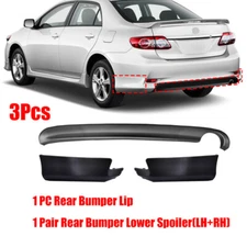 3PCS Rear Bumper Diffuser Lip & Lower Spoiler For 2011-2013 Toyota Corolla S/XRS