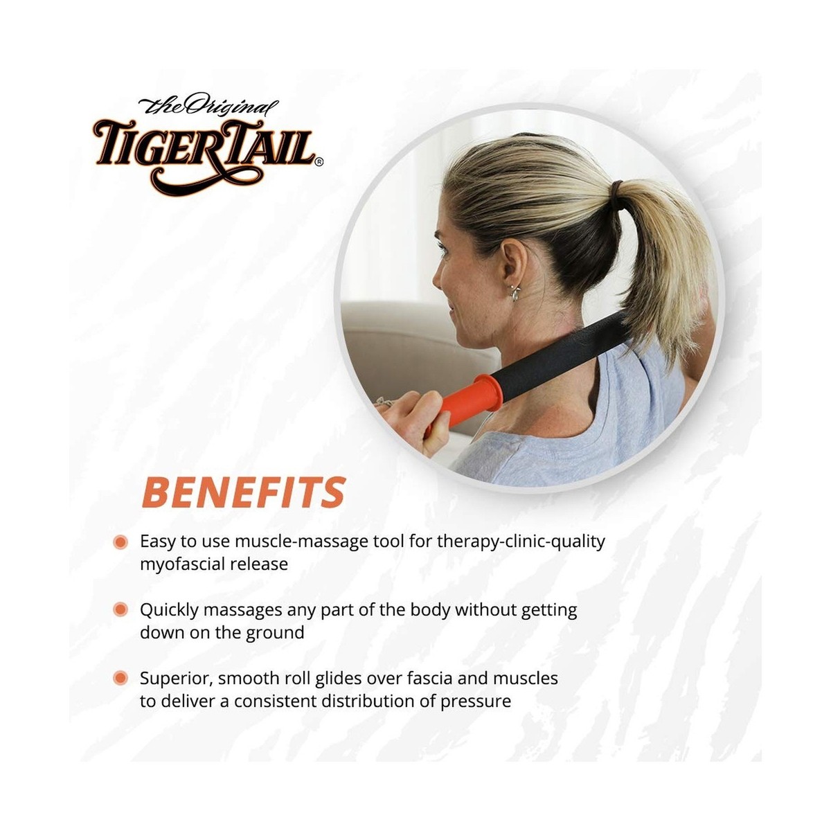 Tiger Tail 22in Massage Stick Portable Roller, Handheld, Deep