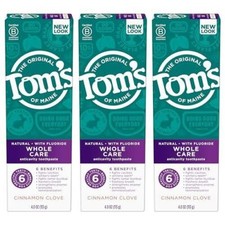 Tom's of Maine Whole Care Natural Toothpaste with Fluoride, Cinnamon Clove,