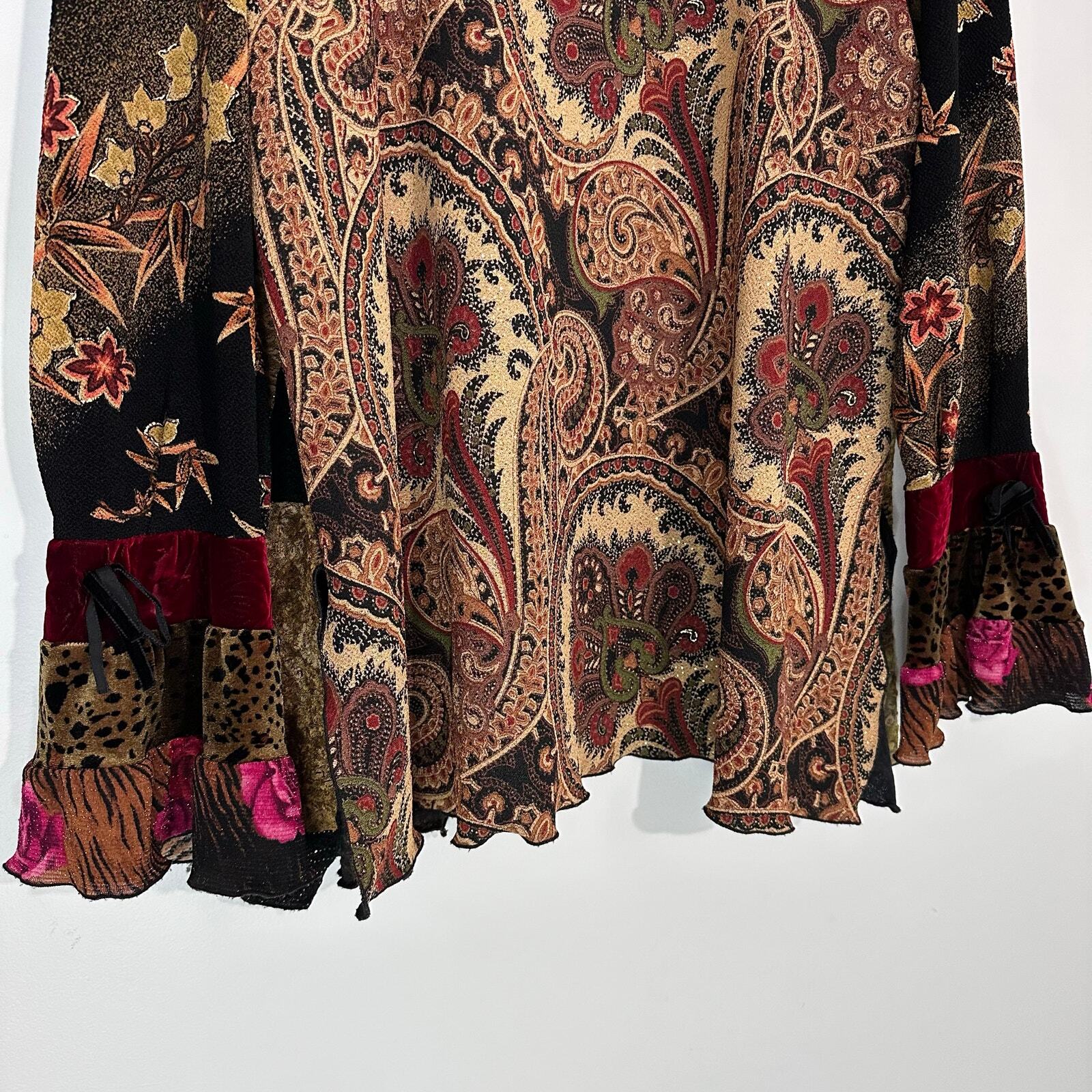 Lee Andersen Patchwork Velvet Cardigan Jacket Flo… - image 8