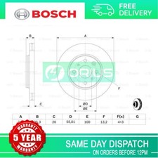 Fits Peugeot 107 108 Toyota Aygo Citroen C1 Bosch Front Brake Disc