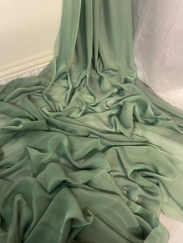 1 mtr zweifarbig salbeigrün kationisch Brautkleid Chiffon Stoff..58" breit #17406 - Bild 4 von 6