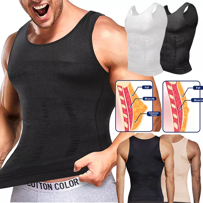 Men Slimming Body Shaper Gynecomastia T-shirt Compression Posture Corrector  Vest