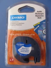 Dymo LetraTag WHITE Plastic Refill Tape Cartridges Dymo Letra Tag #91331 NEW