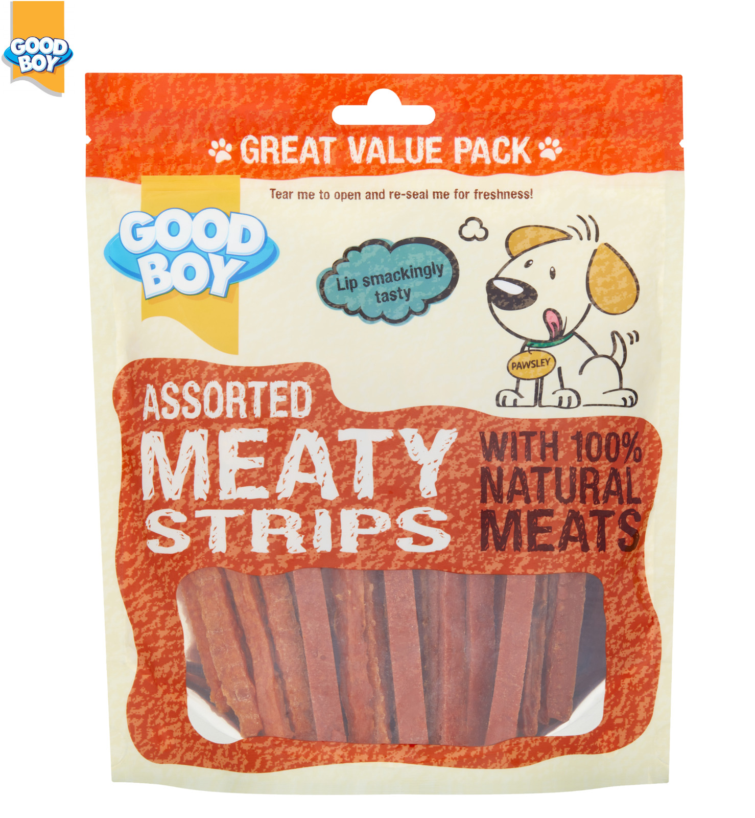 GOODBOY PAWSLEY & CO VALUE PACK DOG TREATS ASSORTED MEATY STRIPS PUPPY 300G