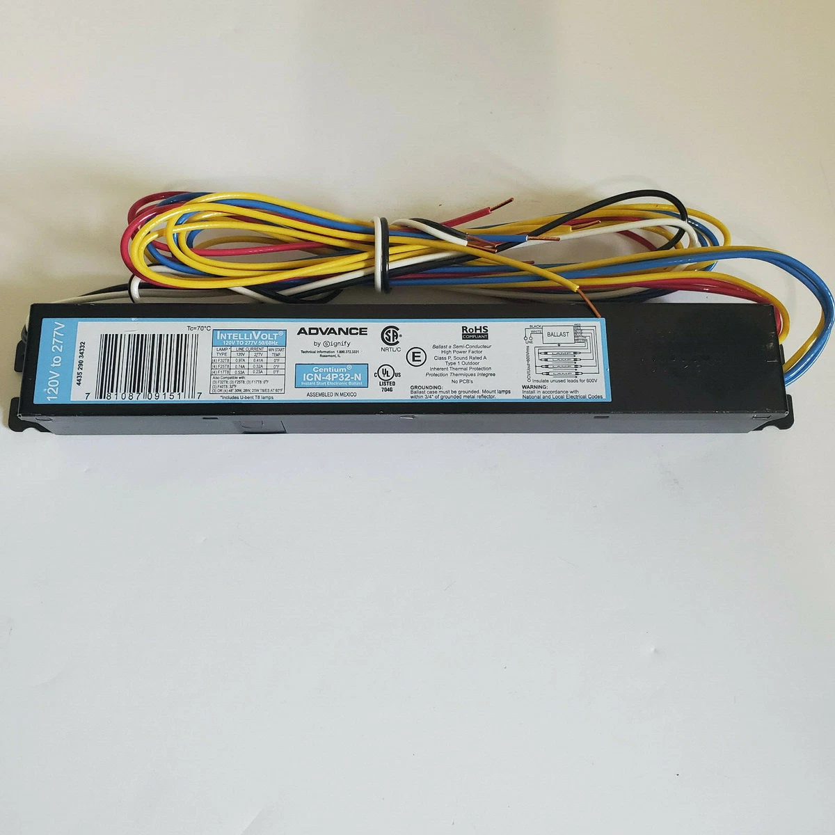Philips Advance ICN 4P32 N BALLAST 4 LAMP T8 120 277V NEW