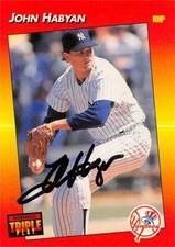 John Habyan autographed baseball card (Yankees) 1992 Donruss Triple Play #228