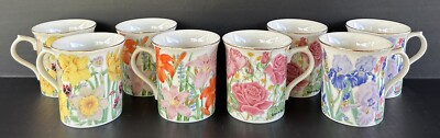 Lenox The Flower Blossom Collection Coffee Mugs 8 oz 3 1/2'' Set Of 8