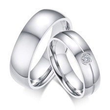 Size 5-13 Silver Couple Rings Band Mens Women's Stainless Steel Engagement Gifts