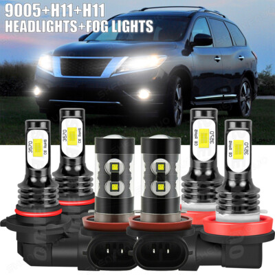For Nissan Pathfinder 2013-2015 2016 LED Headlight High/Low Beam + Fog Light Kit