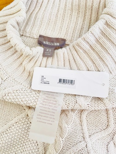 SUSSAN Cotton Blend Cable Knit Jumper in ‘Mink’ Size XS – Large fit BRAND NEW - Picture 6 of 7