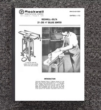 Instruction Maint & Parts Manual 1972 Rockwell 37-290 4 inch Deluxe Jointer
