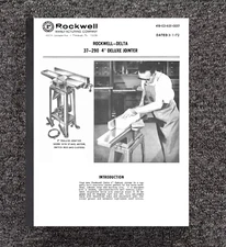 Instruction Maint & Parts Manual 1972 Rockwell 37-290 4 inch Deluxe Jointer