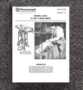 Instruction Maint & Parts Manual 1972 Rockwell 37-290 4 inch Deluxe Jointer