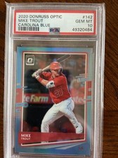 2020 Panini Donruss Optic Carolina Blue Prizm /50 Mike Trout #142