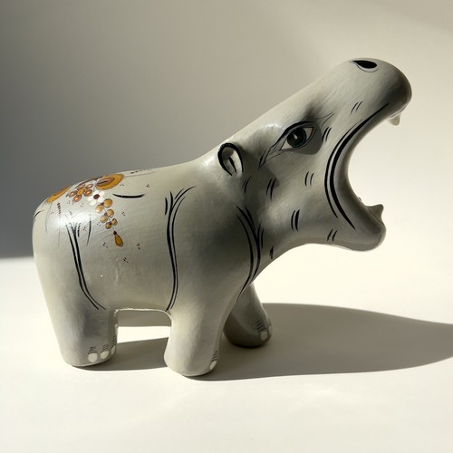 Vintage Sicne Tonala Jal Paper Mache Hand Painted Hippo Folk Art Mexico Signed - Picture 3 of 10
