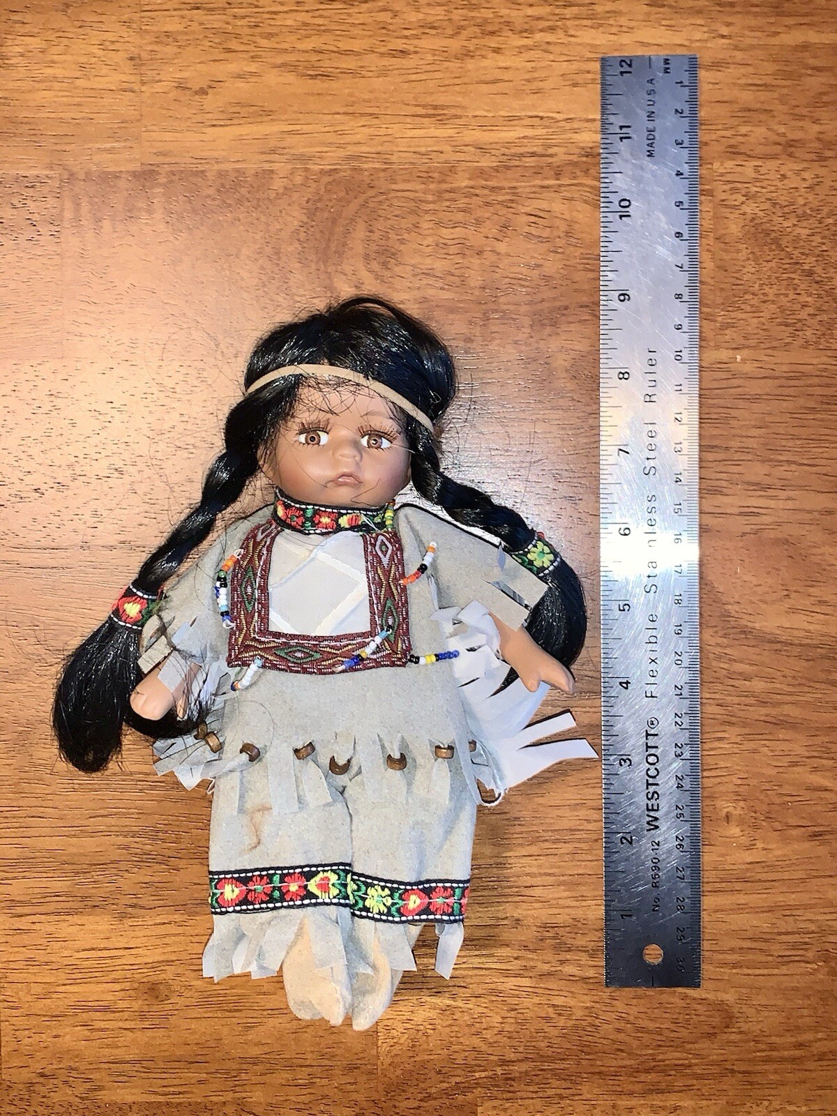 Native American Indian - Porcelain Collectible Doll - 11 Inches Long