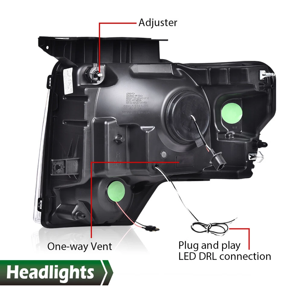 Dual LED Projector Headlights + Tail Lights Fit For 2009-2014 Ford F-150 Pickup Foto 4 de 4