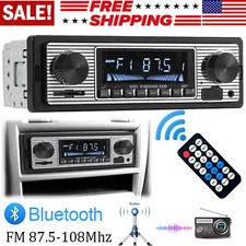 Single Din Bluetooth Vintage Car Stereo FM Radio USB Audio Receiver MP3 Player