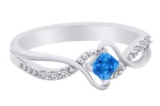 Sterling Silver Personalized Engraving Simulated Birthstone Promise Ring