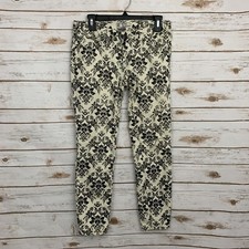 Free People Ivory Black Floral Skinny Jeans 26