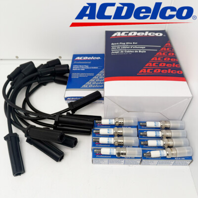 ACDelco 8X 41-110 Spark Plug & 9748UU Wire Set For Chevrolet GMC 4.8L 5.3L 6.0L