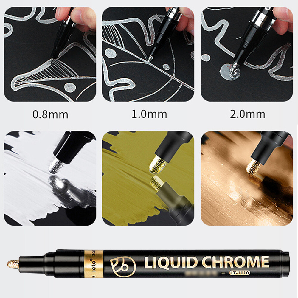 0.82mm Gold Silver Copper Colour Gloss Mirror Liquid Chrome Marker