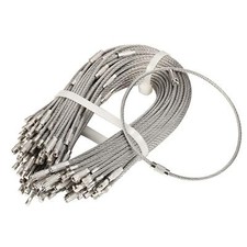 Pack 100 Stainless Steel Wire Keychains Cable Key Rings Heavy Duty Luggage Ta...