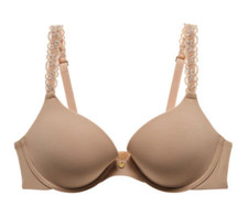 Natori 34DD Pure Luxe Push-Up T-Shirt Bra NWOT 727321 Cafe Nude