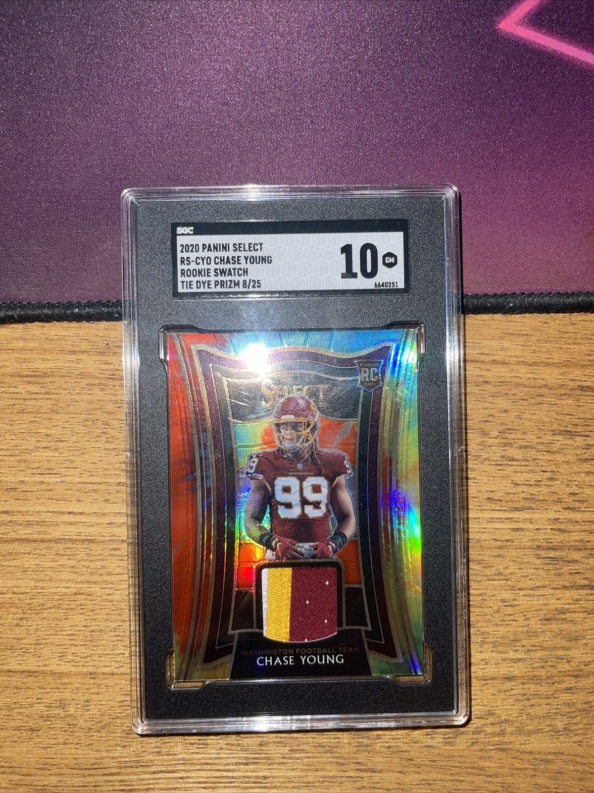 Chase Young Panini Select Jumbo Rookie Swatch Prizm #CYO Tie-Dye