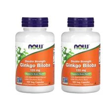 NOW Foods (2 PACKS) Ginkgo Biloba, Double Strength, 120 mg, 100 Veg Capsules