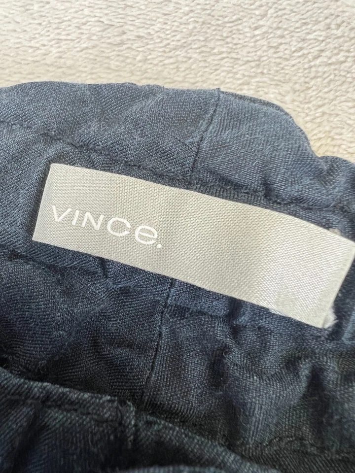 Vince Mini Pantalones Cortos Mujer Talla Mediana Azul Marino Lino Algodón Cintura Ligero Foto 2 de 4