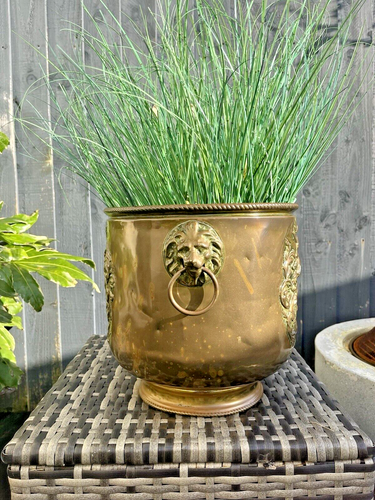 LARGE ANTIQUE BRASS SWAN KNIGHT ARMORIAL PLANTER JARDINIERE CHAMPAGNE ICE BUCKET - Picture 2 of 16
