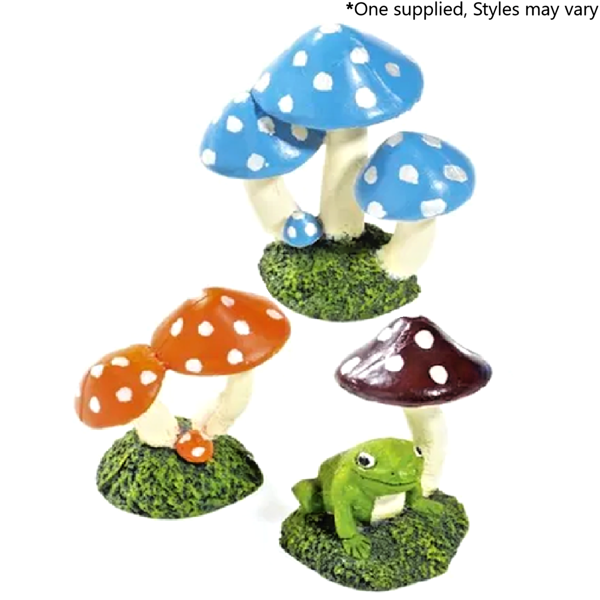 1 x MUSHROOM AQUA FISH ORNAMENT 7cm : Aquarium Tank Decor Colour Fairy Tale Frog