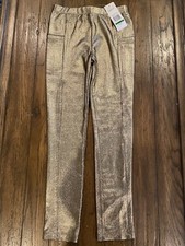NWT Peek Kids Holiday Fashion Girls Metallic Straight Leg Pants Bottom Sz 10