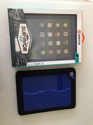 Griffin Survivor Military Rugged Case with Kick Stand for iPad Air 1 Black/Blue - Picture 4 of 12