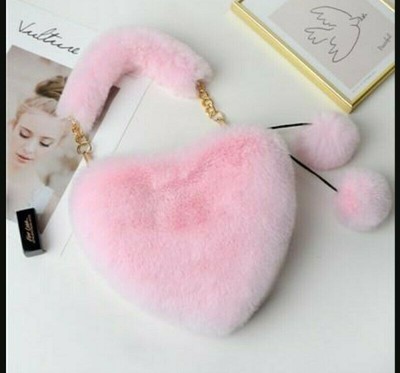fluffy heart purse
