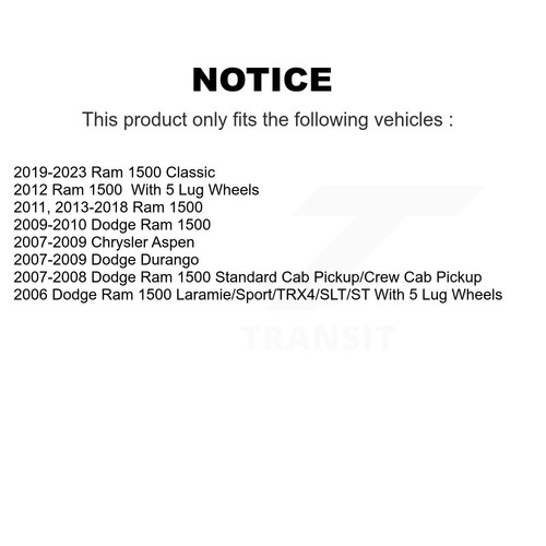 Front Rear Ceramic Brake Pads Kit For Ram 1500 Classic Dodge Chrysler Aspen - Picture 2 of 9