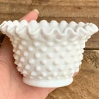 White Hobnail Milk Glass Dish Bowl 2.75”T by Fenton Vtg Tableware Collectible