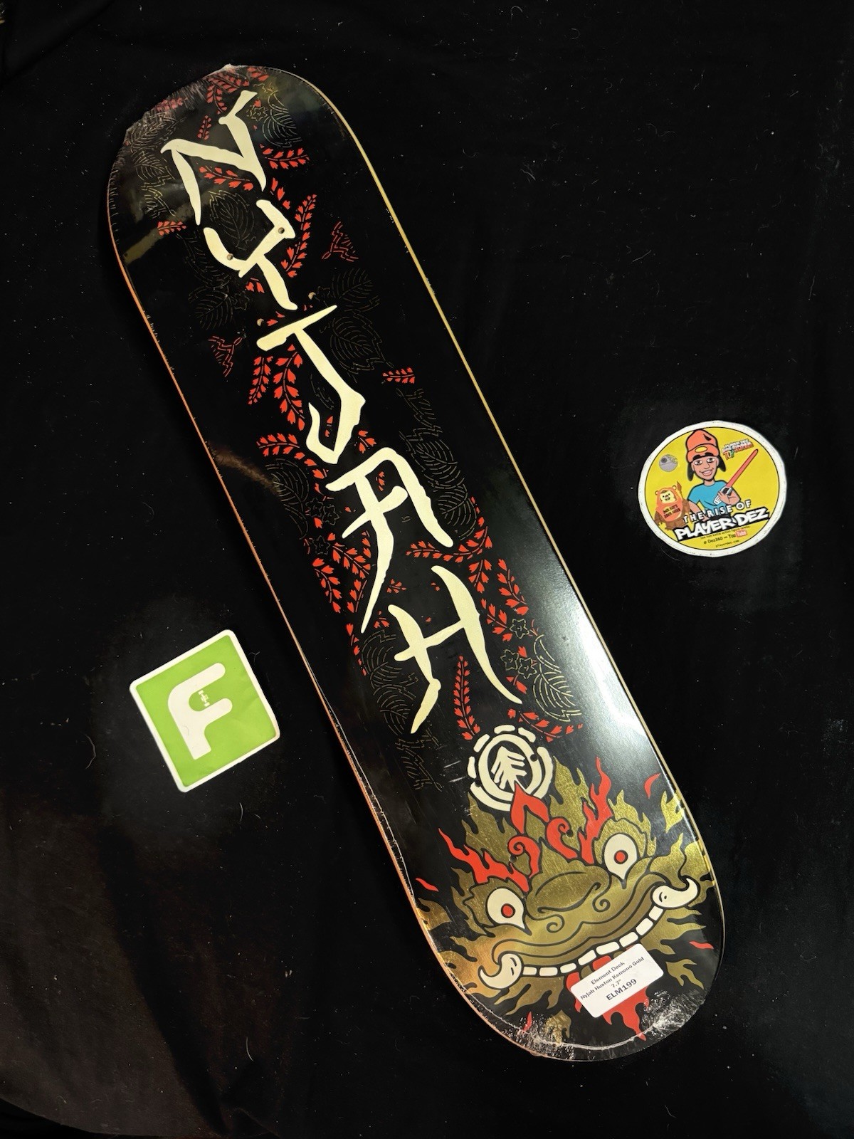 RARE Nyjah Huston Gold Foil Dragon Element Skateboard Deck P