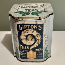 Lipton Vintage Advertising Tin Blue Beige Cof...