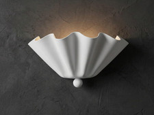 Decorative White Scalloped Wall Lamp Coastal Art Deco Brass Sconce